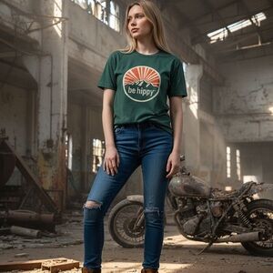 Green 'Be Hippy' Graphic T-Shirt